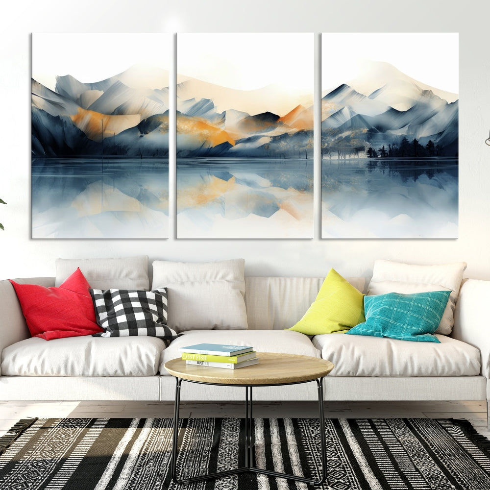 Mountain Landscape Painting, Abstract Canvas Wall Art, Framed Panel Art Print, Modern Decoration