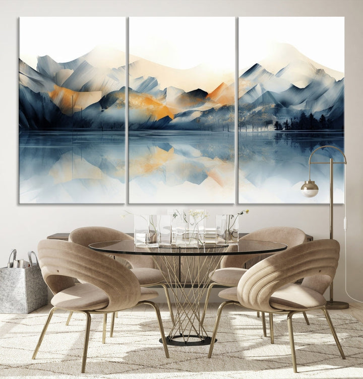 Mountain Landscape Painting, Abstract Canvas Wall Art, Framed Panel Art Print, Modern Decoration