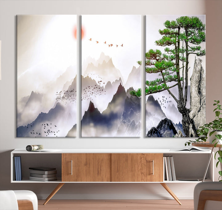 Mountain Landscape Painting on Original Canvas with cm Deep Wood Frame Art Print