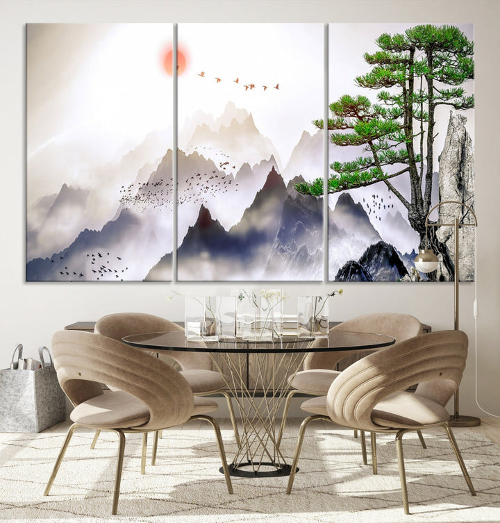 Mountain Landscape Painting on Original Canvas with cm Deep Wood Frame Art Print