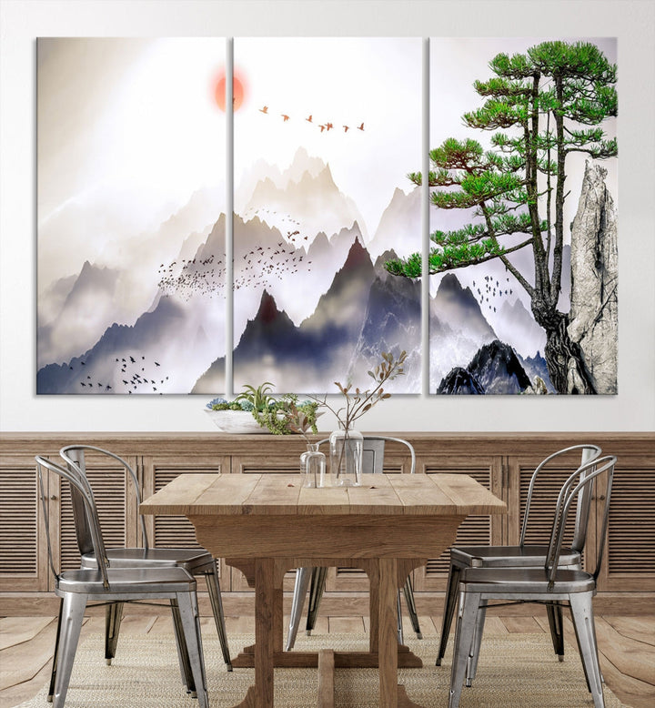 Mountain Landscape Painting on Original Canvas with cm Deep Wood Frame Art Print