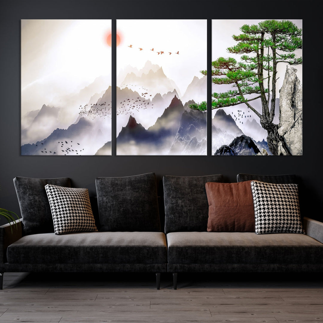 Mountain Landscape Painting on Original Canvas with cm Deep Wood Frame Art Print