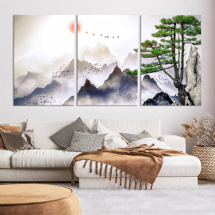 Mountain Landscape Painting on Original Canvas with cm Deep Wood Frame Art Print