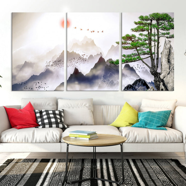 Mountain Landscape Painting on Original Canvas with cm Deep Wood Frame Art Print