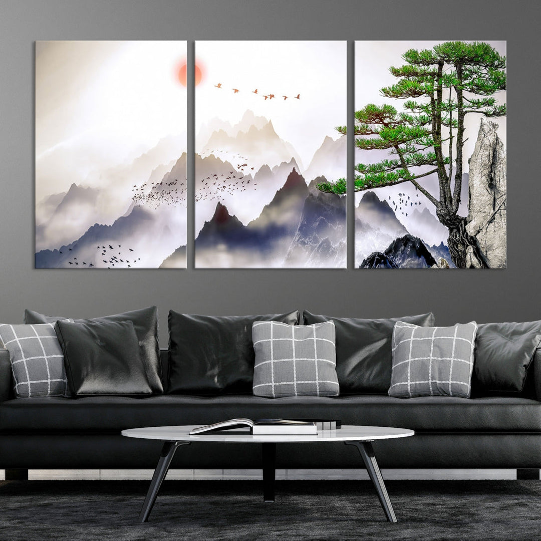 Mountain Landscape Painting on Original Canvas with cm Deep Wood Frame Art Print