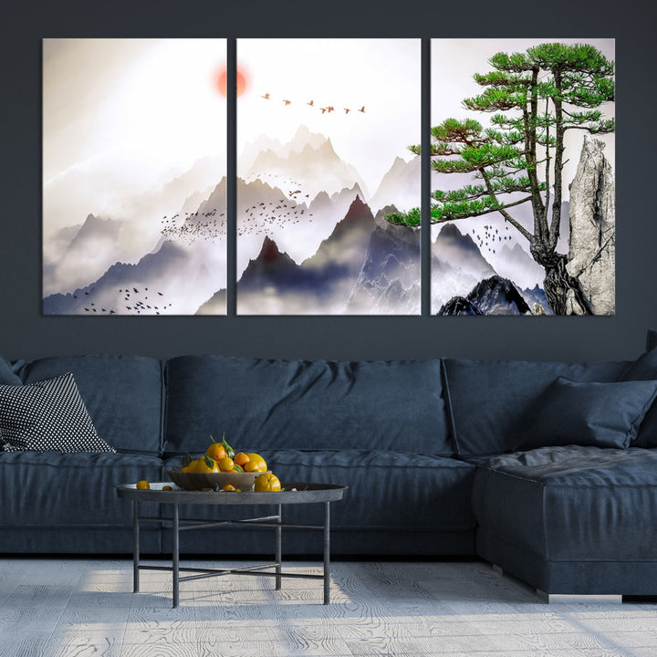 Mountain Landscape Painting on Original Canvas with cm Deep Wood Frame Art Print