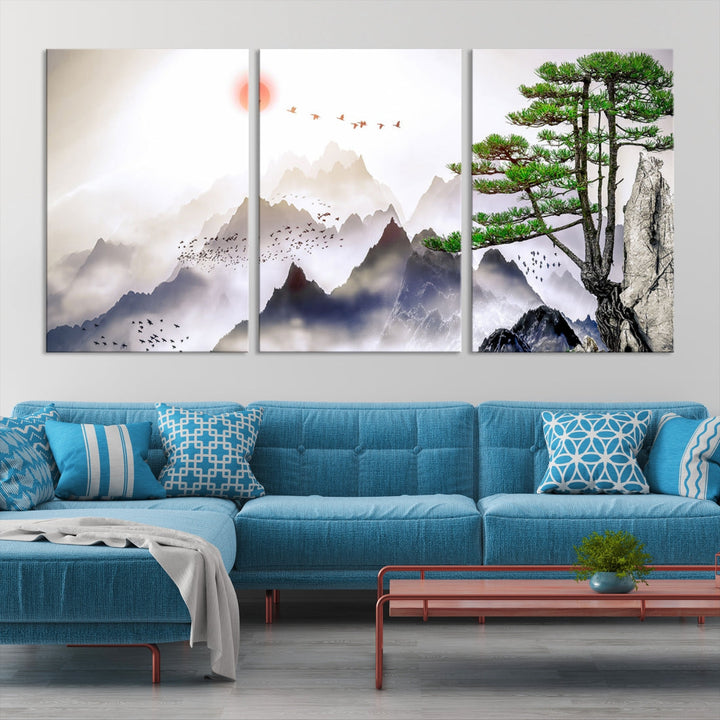 Mountain Landscape Painting on Original Canvas with cm Deep Wood Frame Art Print