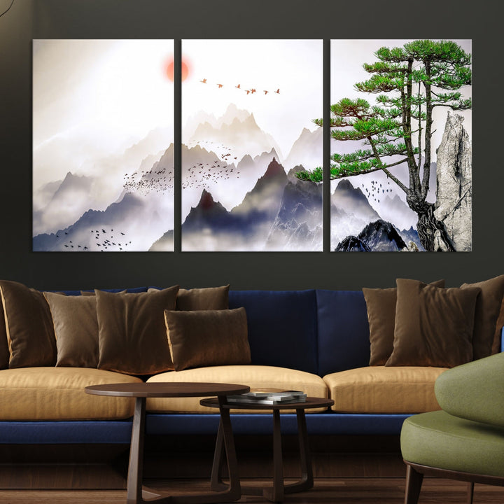 Mountain Landscape Painting on Original Canvas with cm Deep Wood Frame Art Print