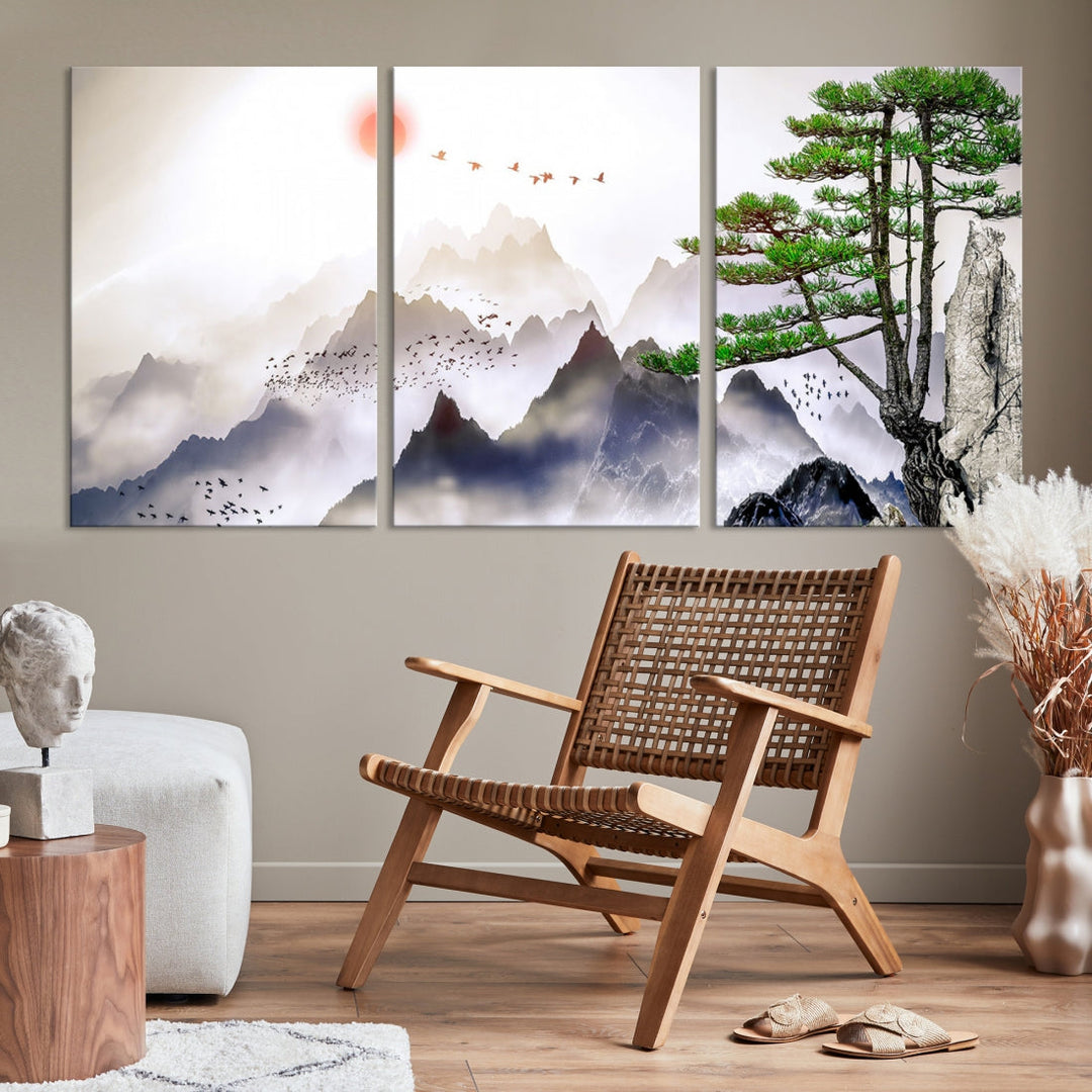 Mountain Landscape Painting on Original Canvas with cm Deep Wood Frame Art Print