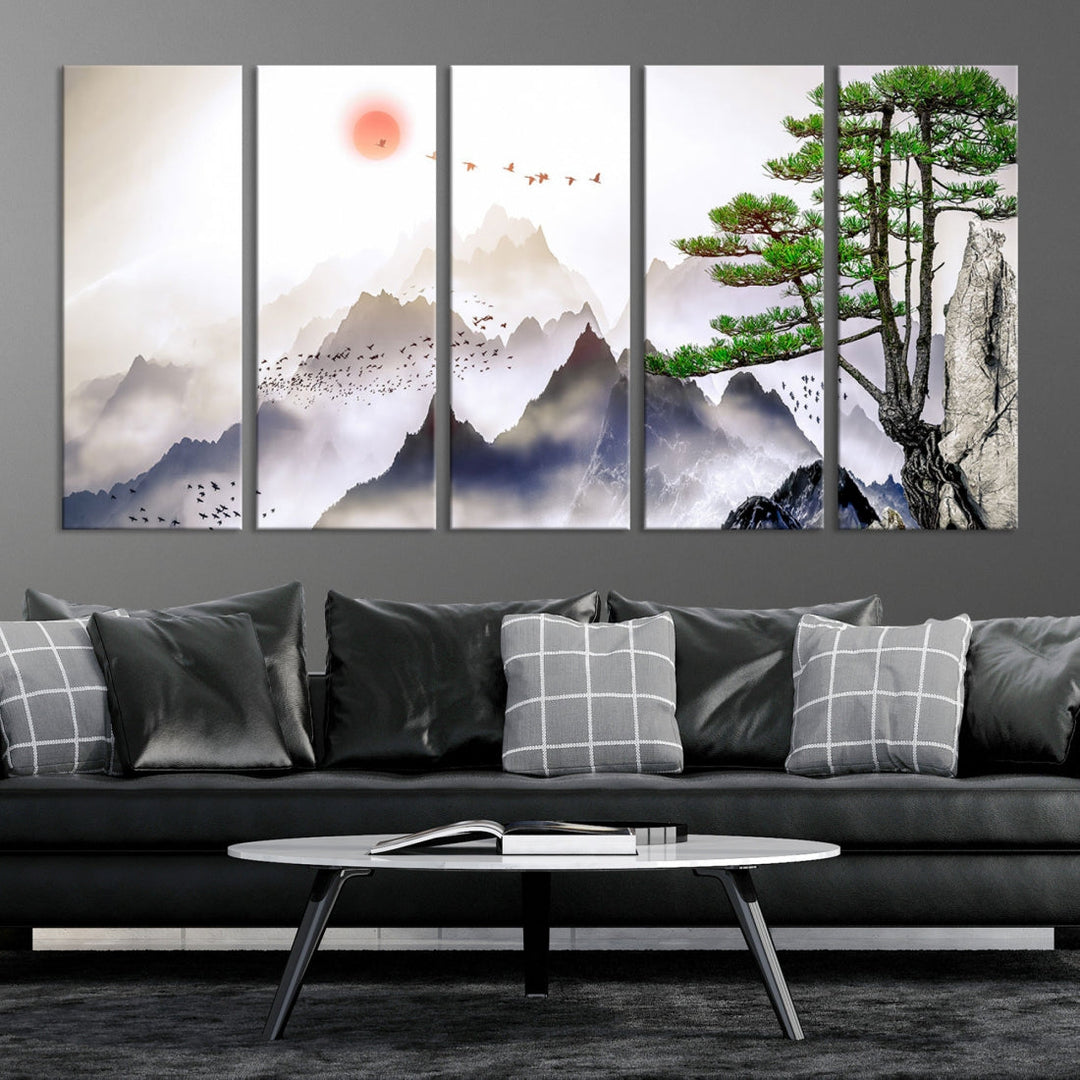 Mountain Landscape Painting on Original Canvas with cm Deep Wood Frame Art Print