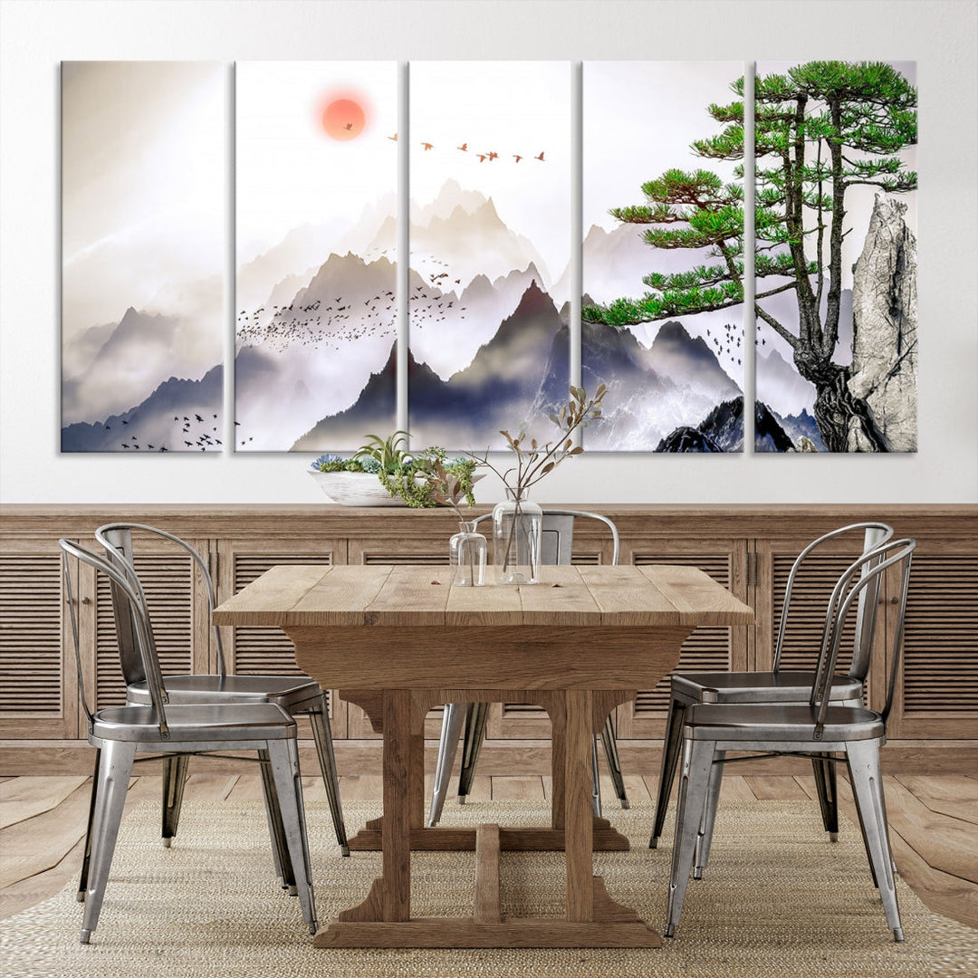 Mountain Landscape Painting on Original Canvas with cm Deep Wood Frame Art Print