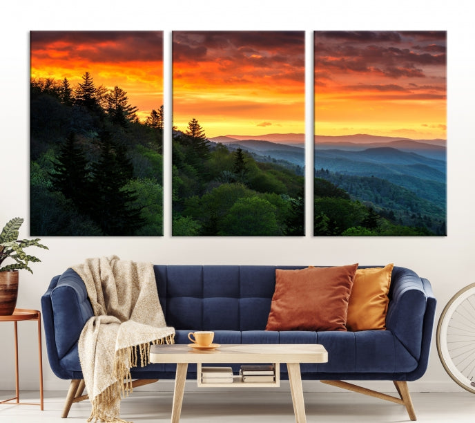 Mountain View and Sunset Canvas Wall Art Large Print for Wall Decor