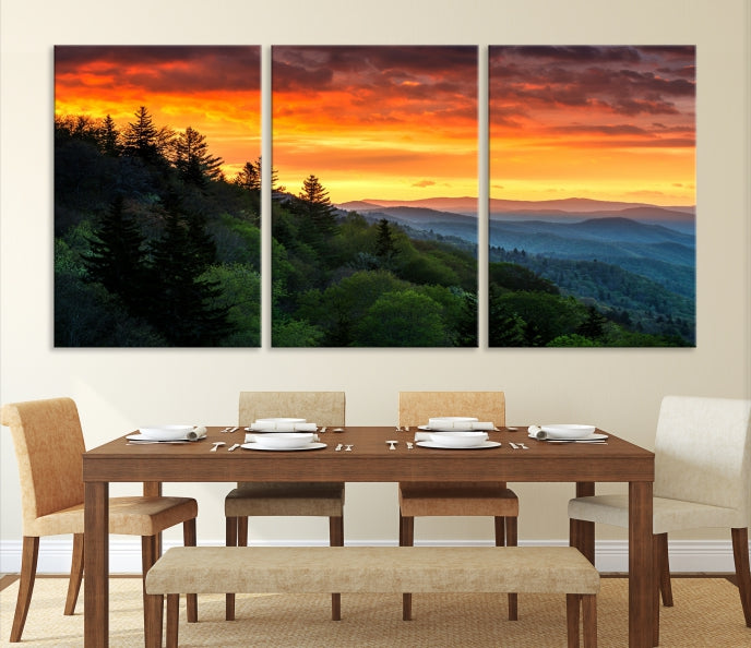 Mountain View and Sunset Canvas Wall Art Large Print for Wall Decor