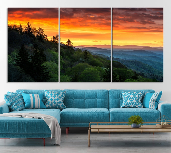 Mountain View and Sunset Canvas Wall Art Large Print for Wall Decor