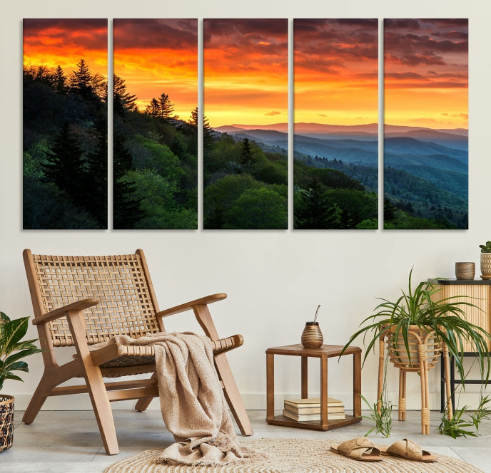 Mountain View and Sunset Canvas Wall Art Large Print for Wall Decor