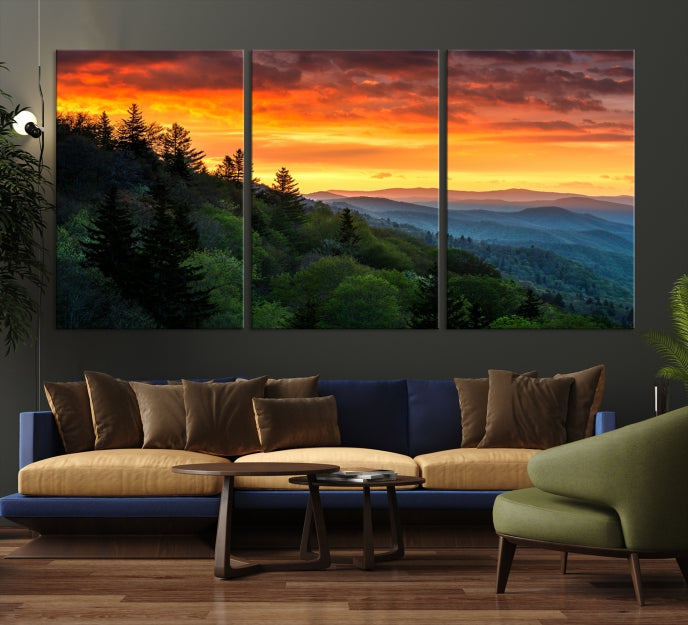 Mountain View and Sunset Canvas Wall Art Large Print for Wall Decor