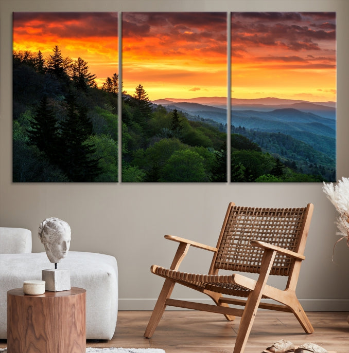 Mountain View and Sunset Canvas Wall Art Large Print for Wall Decor