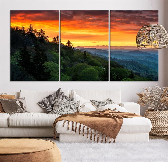 Mountain View and Sunset Canvas Wall Art Large Print for Wall Decor