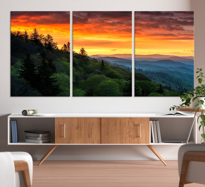 Mountain View and Sunset Canvas Wall Art Large Print for Wall Decor