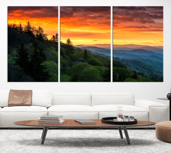 Mountain View and Sunset Canvas Wall Art Large Print for Wall Decor