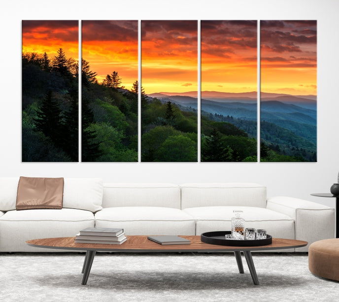 Mountain View and Sunset Canvas Wall Art Large Print for Wall Decor