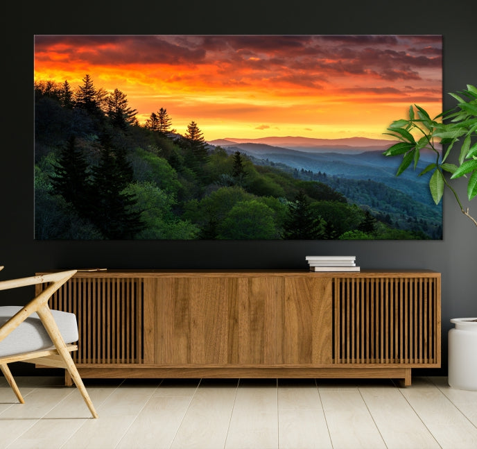 Mountain View and Sunset Canvas Wall Art Large Print for Wall Decor