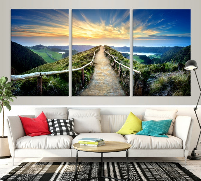 Mountain Way Beautiful Nature Canvas Wall Art Print Framed Ready to Hang