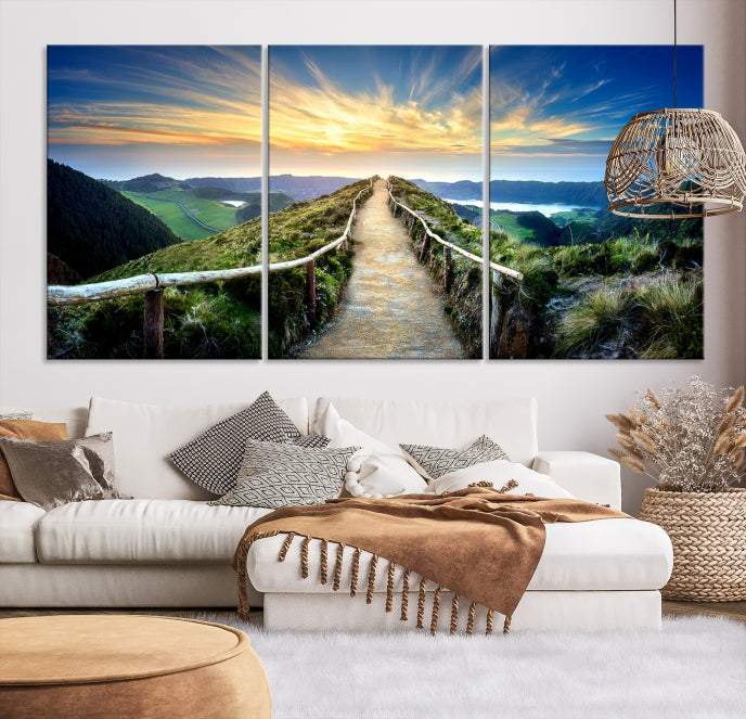 Mountain Way Beautiful Nature Canvas Wall Art Print Framed Ready to Hang