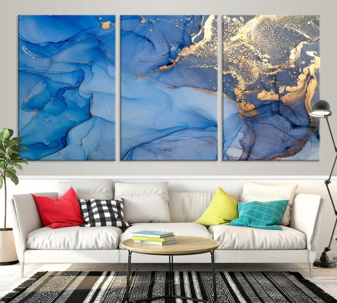 Multi Panel Abstract Canvas Wall Art Print Framed Marble Wall Decor