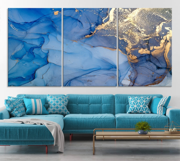 Multi Panel Abstract Canvas Wall Art Print Framed Marble Wall Decor