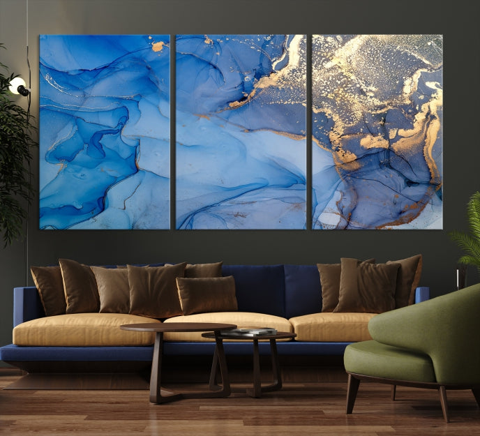 Multi Panel Abstract Canvas Wall Art Print Framed Marble Wall Decor