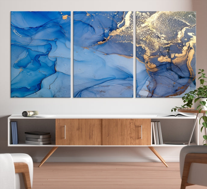 Multi Panel Abstract Canvas Wall Art Print Framed Marble Wall Decor