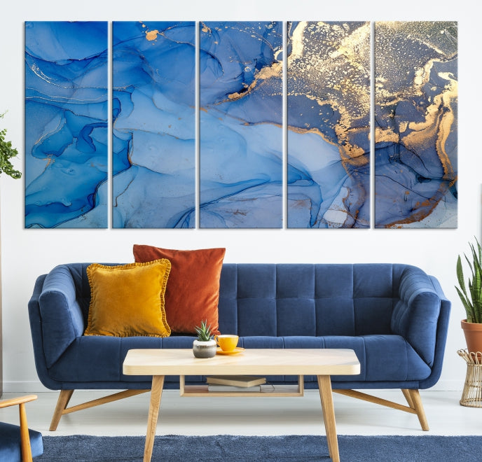 Multi Panel Abstract Canvas Wall Art Print Framed Marble Wall Decor