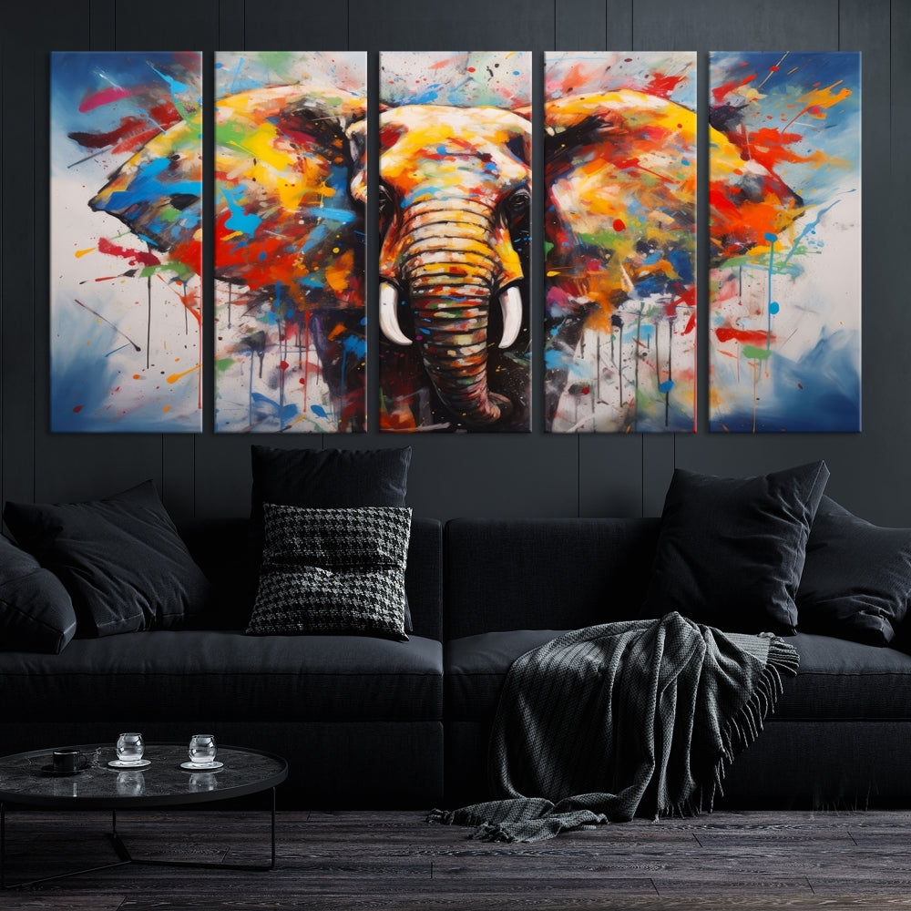 Multi Panel Elephant Print Large Canvas Wall Art Print Framed Piece Wall Art