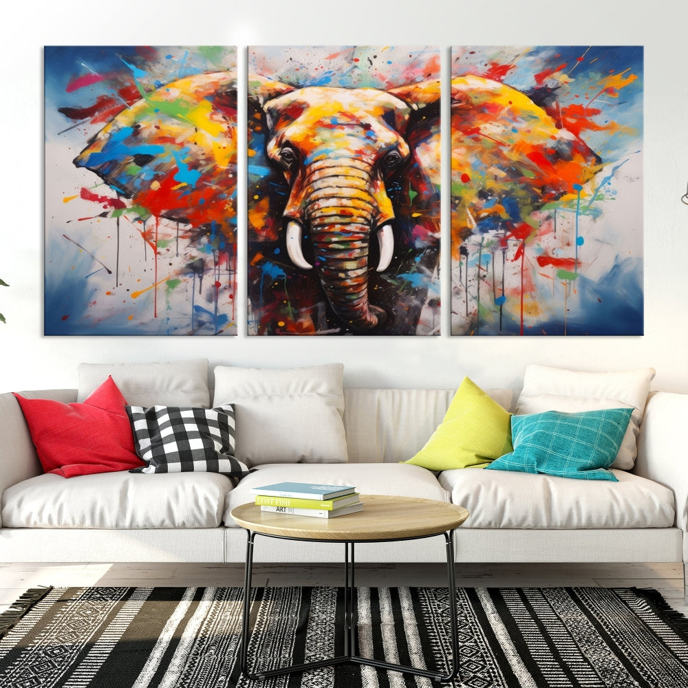 Multi Panel Elephant Print Large Canvas Wall Art Print Framed Piece Wall Art