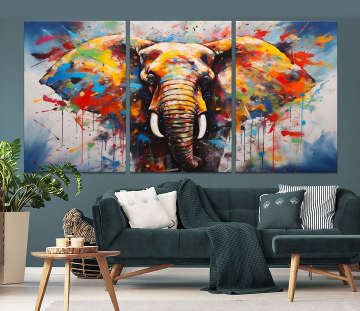 Multi Panel Elephant Print Large Canvas Wall Art Print Framed Piece Wall Art