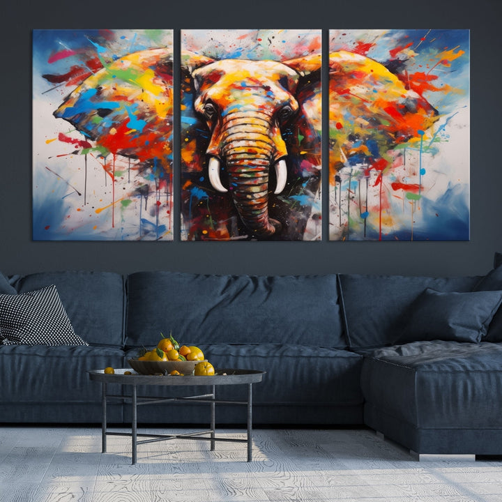 Multi Panel Elephant Print Large Canvas Wall Art Print Framed Piece Wall Art