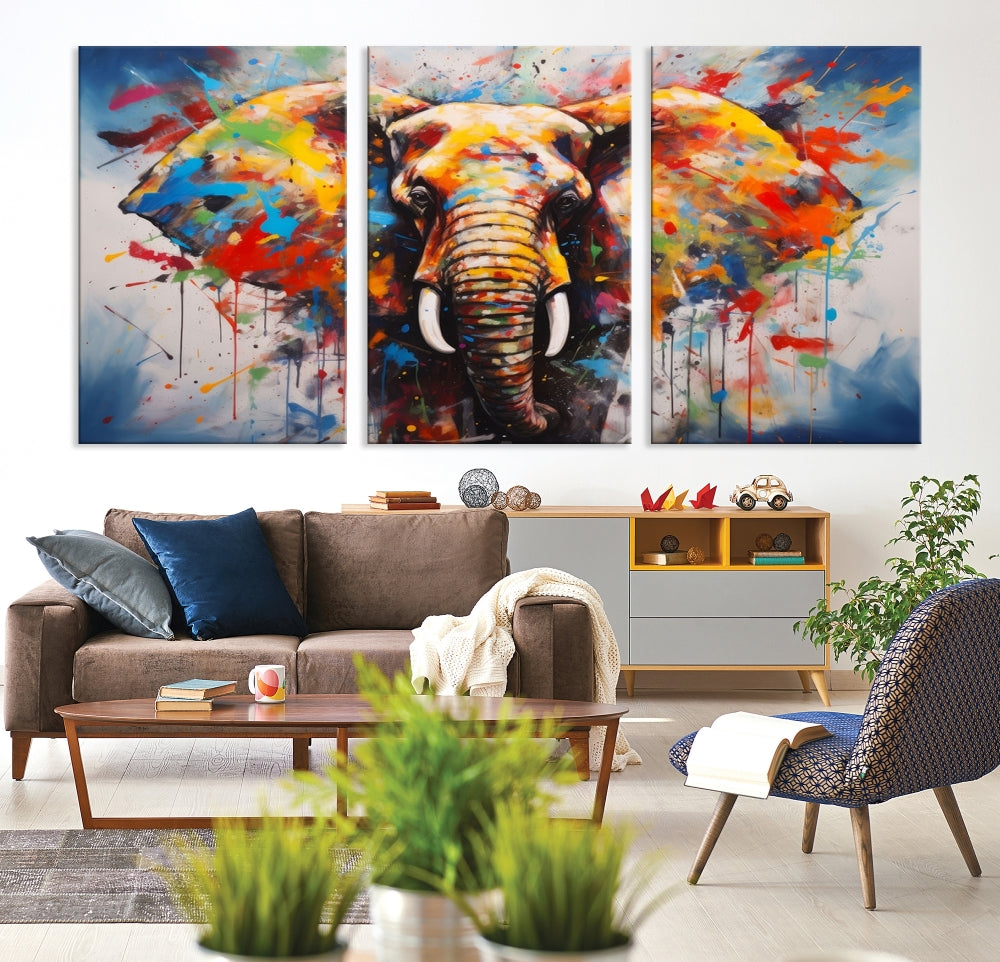 Multi Panel Elephant Print Large Canvas Wall Art Print Framed Piece Wall Art