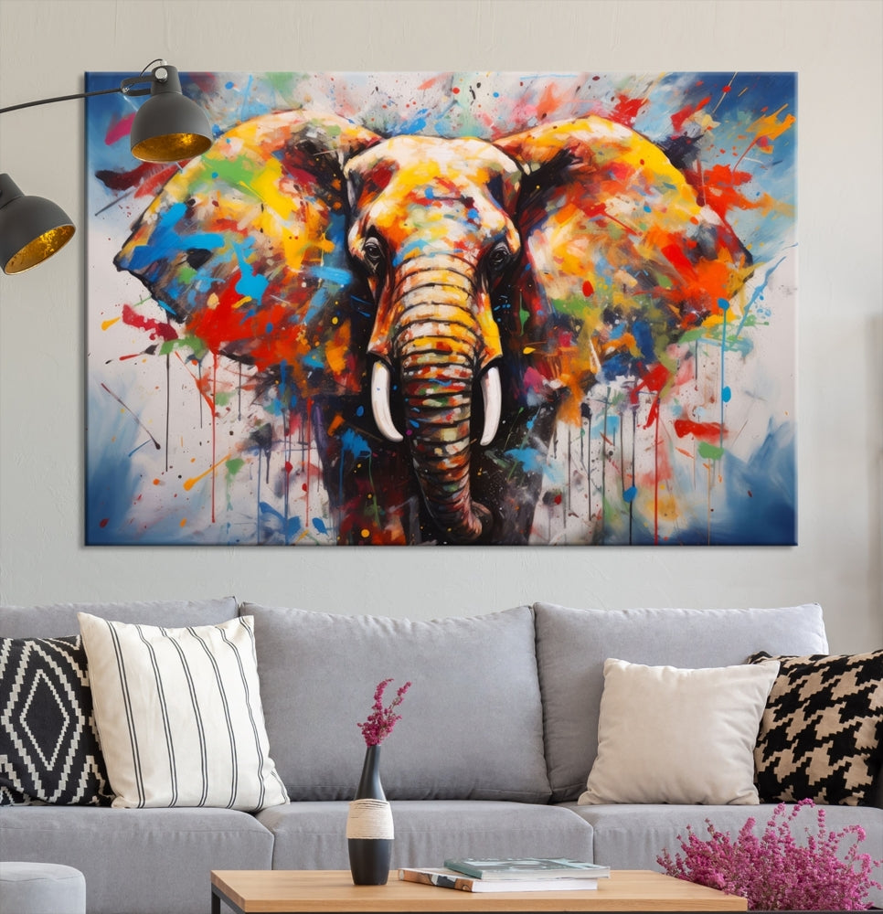 Multi Panel Elephant Print Large Canvas Wall Art Print Framed Piece Wall Art