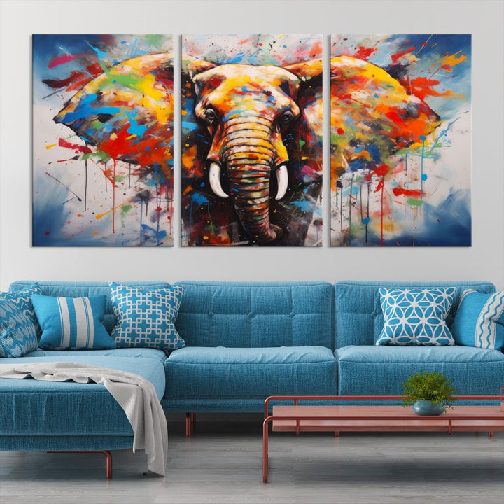 Multi Panel Elephant Print Large Canvas Wall Art Print Framed Piece Wall Art