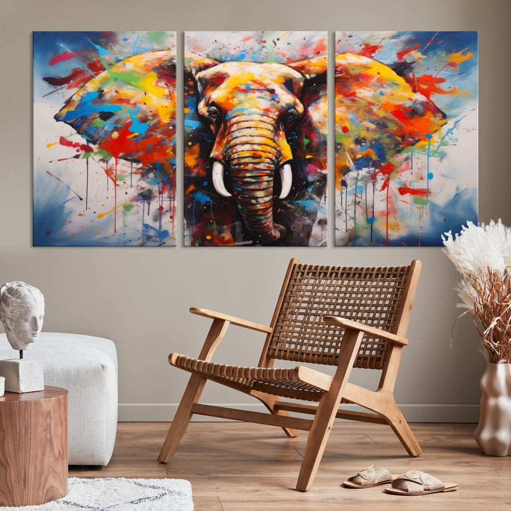 Multi Panel Elephant Print Large Canvas Wall Art Print Framed Piece Wall Art