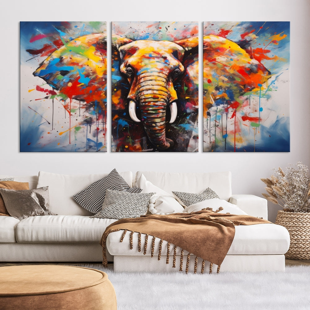 Multi Panel Elephant Print Large Canvas Wall Art Print Framed Piece Wall Art