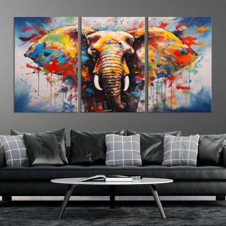 Multi Panel Elephant Print Large Canvas Wall Art Print Framed Piece Wall Art