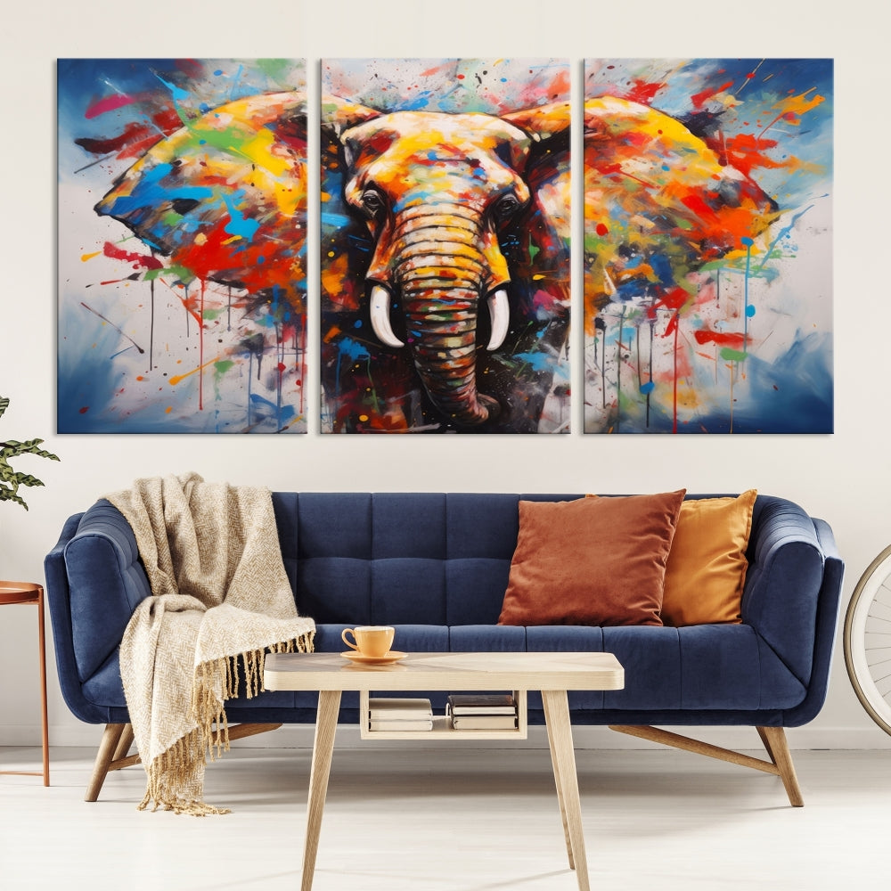 Multi Panel Elephant Print Large Canvas Wall Art Print Framed Piece Wall Art