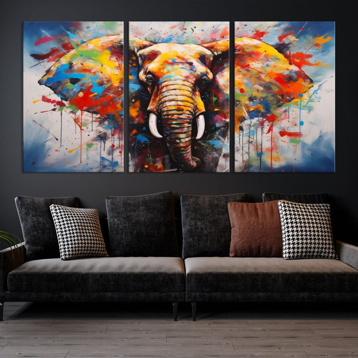 Multi Panel Elephant Print Large Canvas Wall Art Print Framed Piece Wall Art