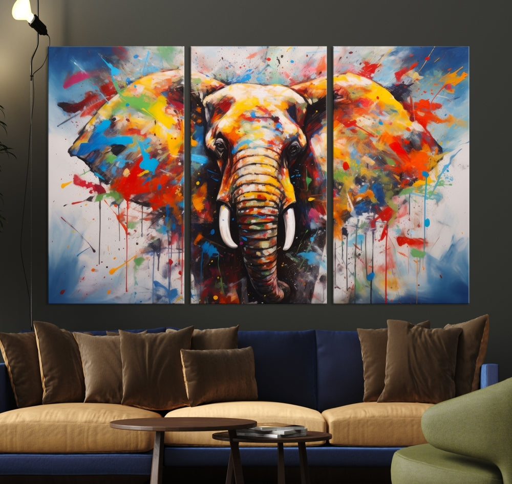 Multi Panel Elephant Print Large Canvas Wall Art Print Framed Piece Wall Art