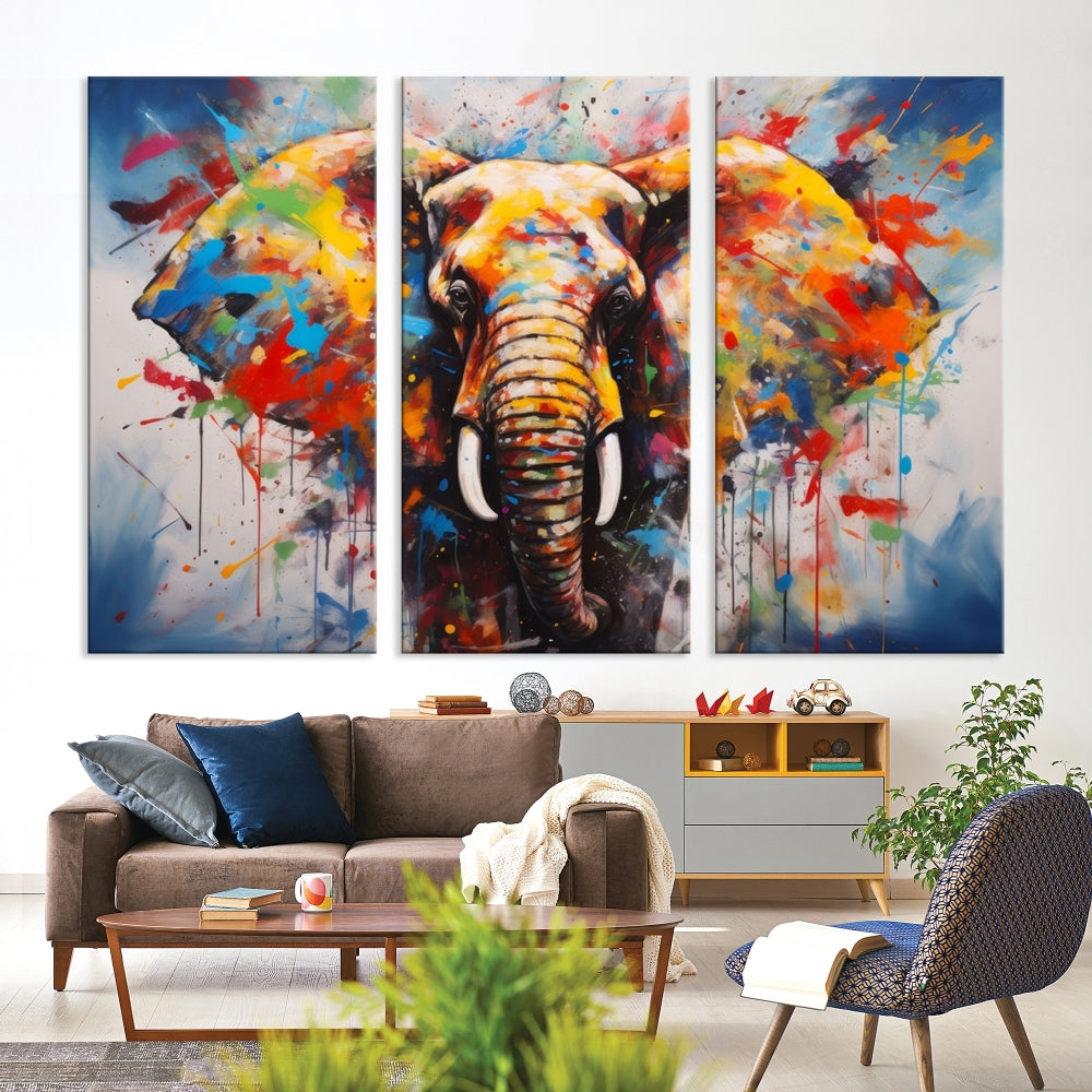 Multi Panel Elephant Print Large Canvas Wall Art Print Framed Piece Wall Art