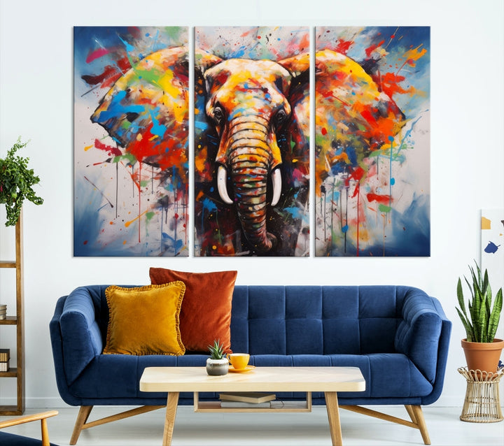 Multi Panel Elephant Print Large Canvas Wall Art Print Framed Piece Wall Art