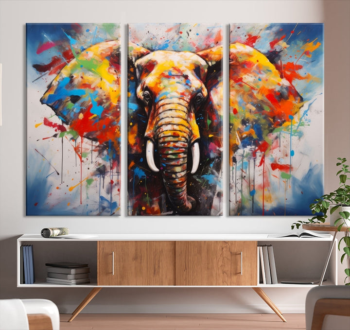 Multi Panel Elephant Print Large Canvas Wall Art Print Framed Piece Wall Art