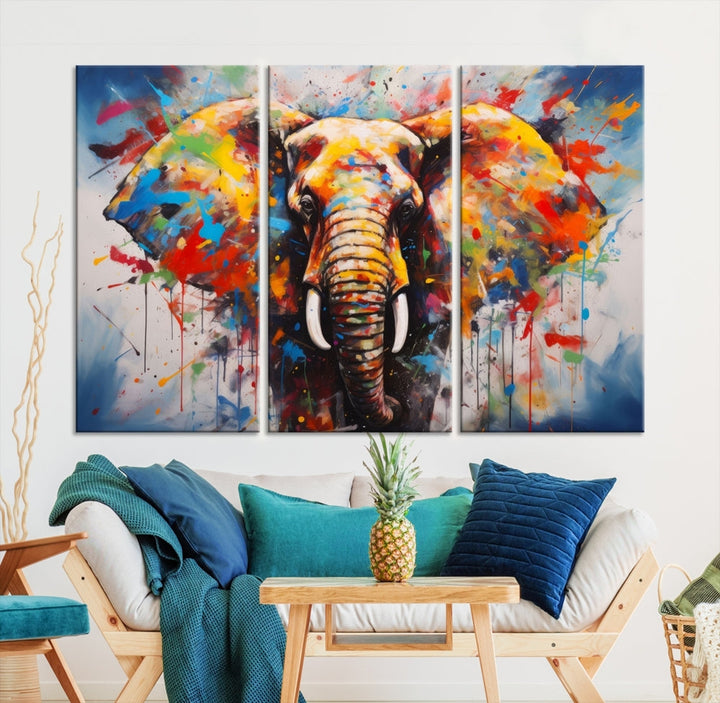 Multi Panel Elephant Print Large Canvas Wall Art Print Framed Piece Wall Art